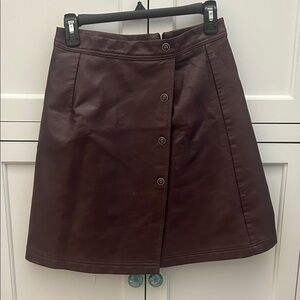 Chic A-Line Leather Skirt in Rich Brown